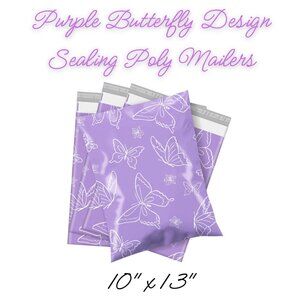 Purple Butterly Design Sealing Poly Mailers ~ Qty 20 ~ Size 10x13